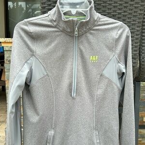 Abercrombie 3/4 zip top. Gray with bright green.